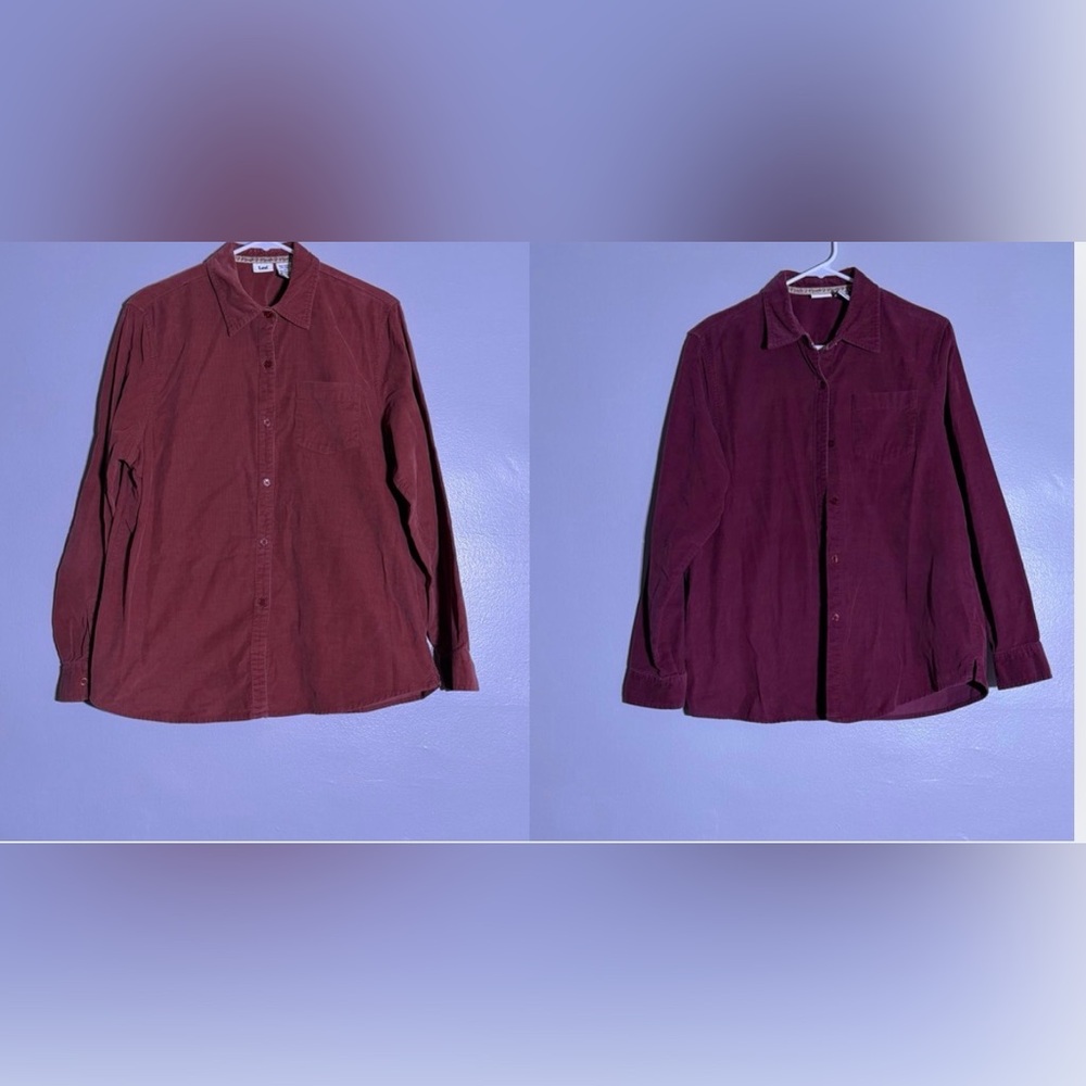 Lot of 2 Unisex Vintage Long Sleeve Corduroy Shirts brand Lee sz S
